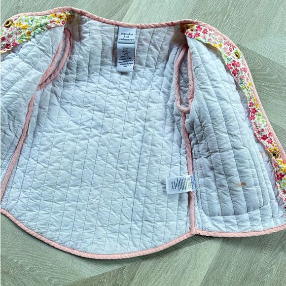 Cupcakes Cashmere Quilted Jacket Pink Floral Toddler Girls 2T Boho Prairie Chic - Picture 6 of 10